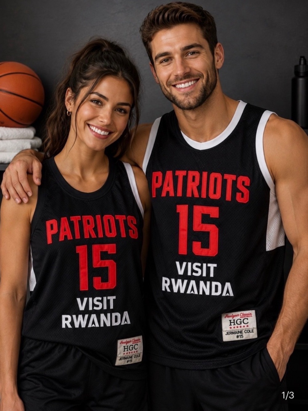 Patriots 15 Black & Red Basketball Jersey - Visit Rwanda